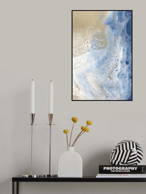 Swirling Blue and Gold Patterns Resembles a Cosmic Landscape