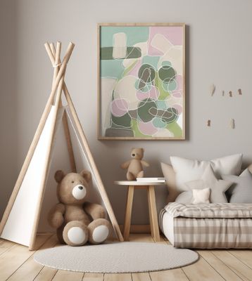 Abstract Green and Pink