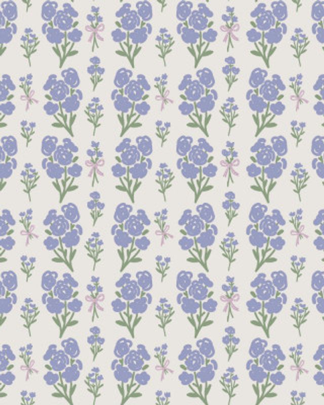 Preppy Grandmillennial Flowers Lavender