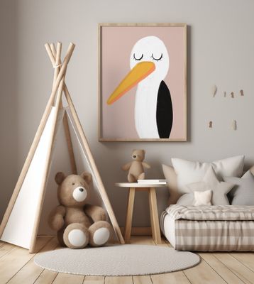 Peaceful Stork With Closed Eyes