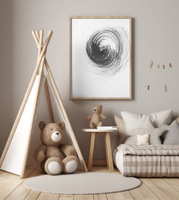 Dynamic Black Swirl On A White Background