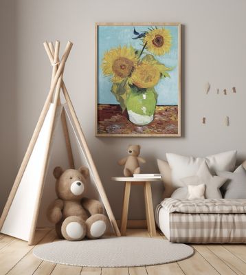 Vase With Three Sunflowers