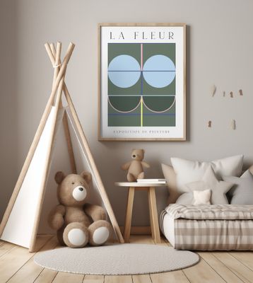 La Fleur Geometric Flowers Poster Set 4
