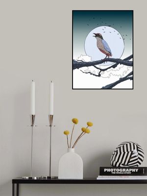 Bird on Branch at Moonlit Night