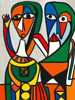 Two Stylized Colorful Figures