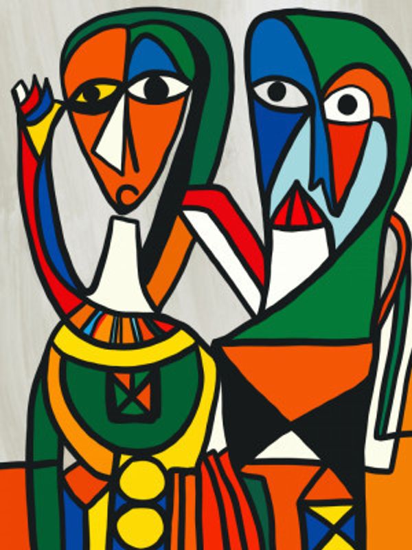 Two Stylized Colorful Figures