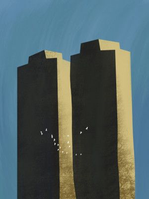 Concrete jungle migrating flock