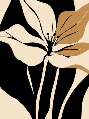 Black and beige floral