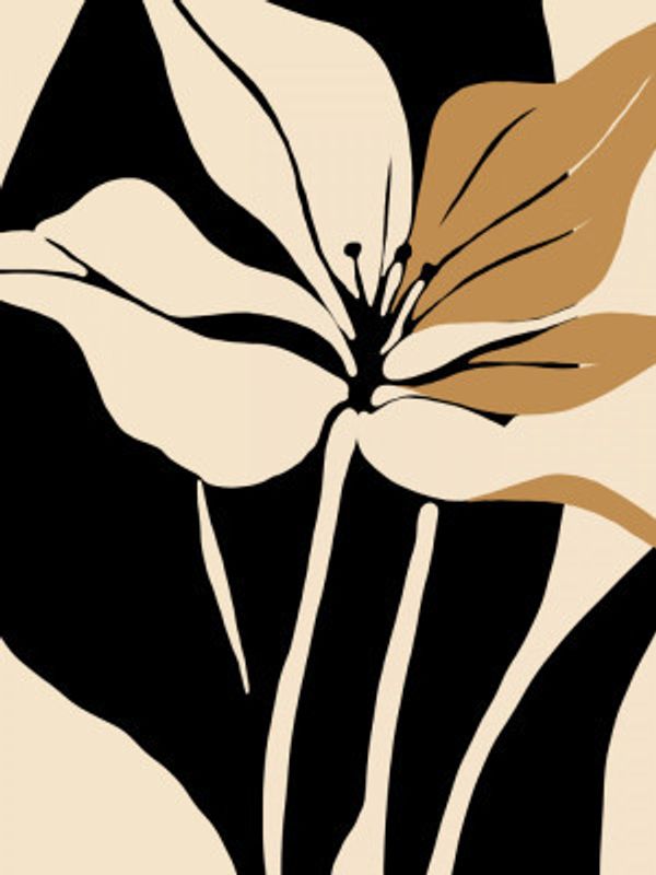 Black and beige floral