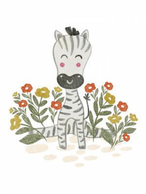 Zebra in floral garden