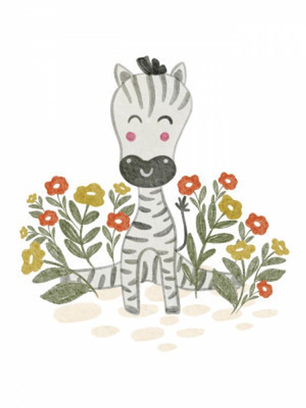 Zebra in floral garden
