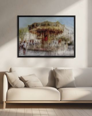 Carousel and woman in red in Avignon