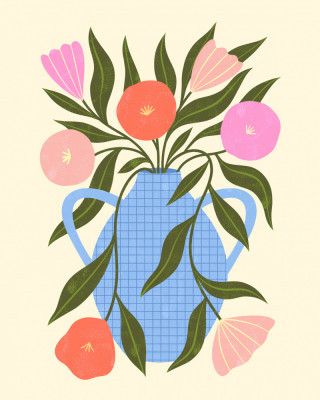 Wavy Flowers in Vase