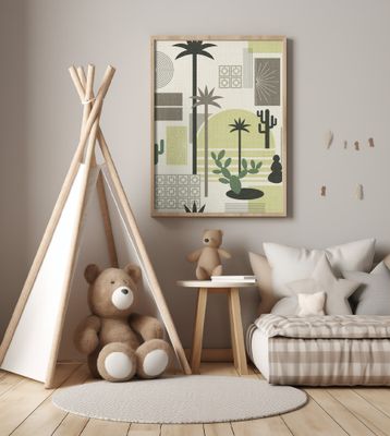 Palm Springs Geometric Escape Oliv Green