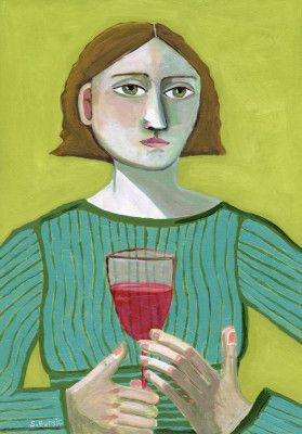 Lady with Red Wine