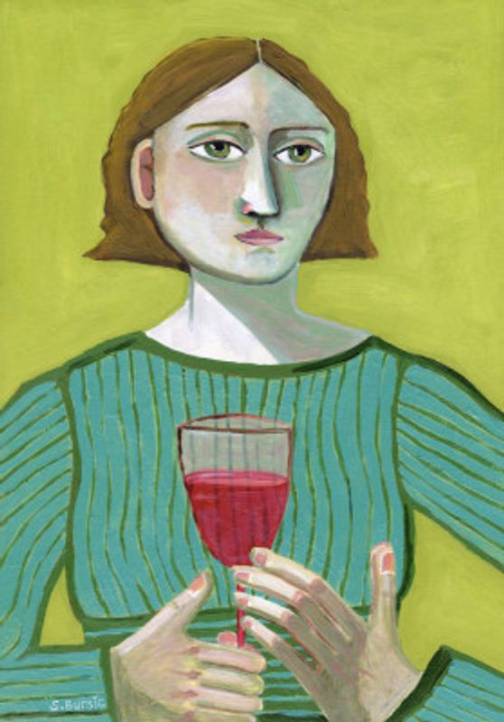 Lady with Red Wine