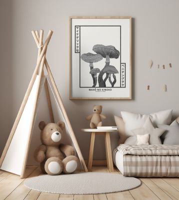 Psychedelic Fly Agarics BW