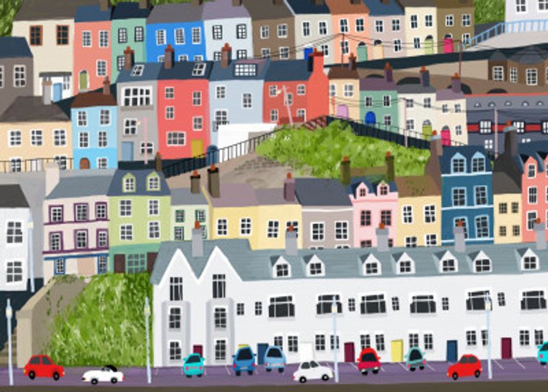 Beautiful Irish Town With colorful Houses