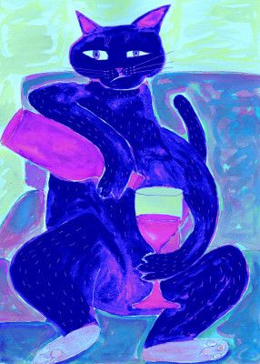 Big Black Cat Wining Down