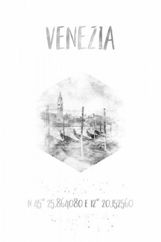 Coordinates VENICE Grand Canal | monochrome watercolor