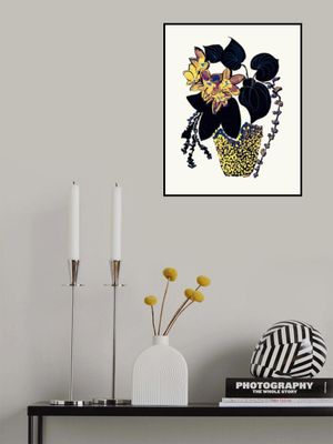 Vibrant Blooms and Black Leaves