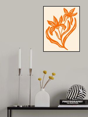 Two Stylized Flowers With Flowing Leaves