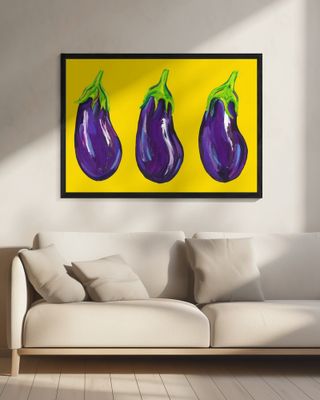Aubergines On Yellow