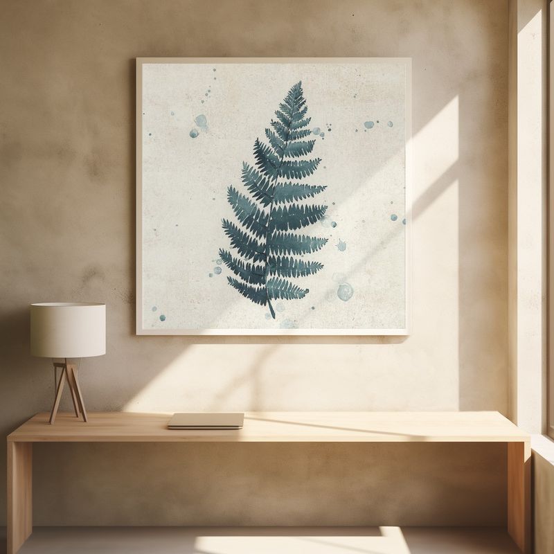 Teal watercolor fern 3