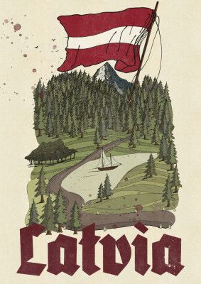 Latvia Vintage Travel Poster