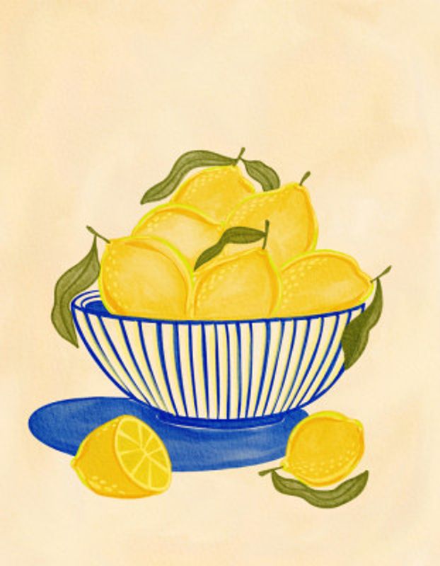 Bowl Of Vibrant Yellow Lemons