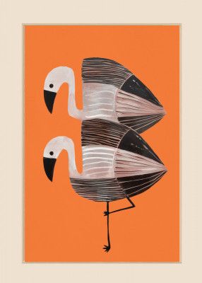 Stylized Orange Flamingos