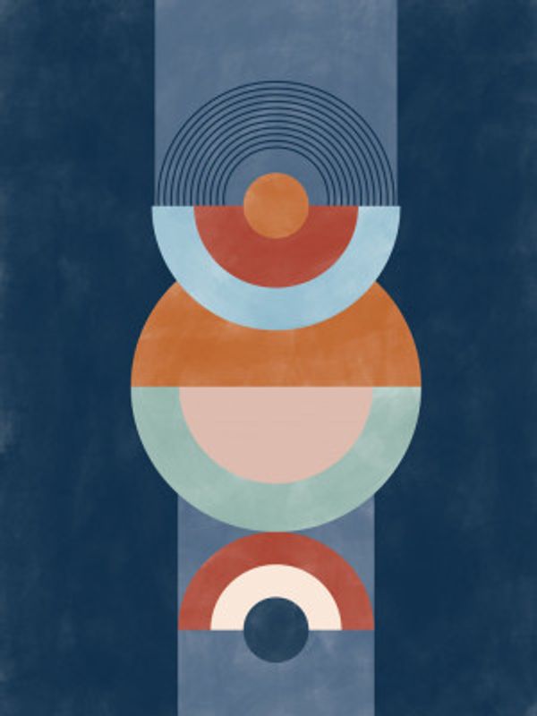 Concentric Circles And Semi-Circles In Blue