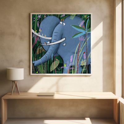 Large Elephant Peeks Out of the Jungle by Artist Carla Daly