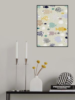 Fresh fish on warm grey pattern