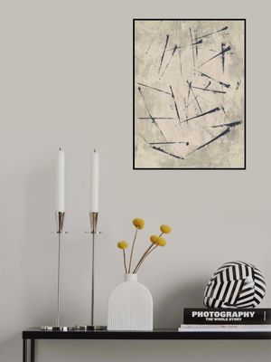 Staccato Ink Marks on Warm Gray and White