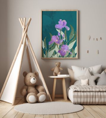 Iris Flower Turquoise