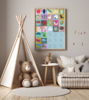 Cute Colorful Alphabet and Counting Illustration