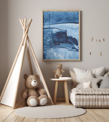 Dynamic Blue Hues And Fluid Brushstrokes