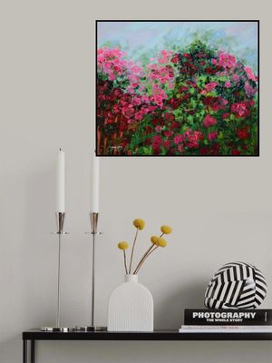 Lush Garden Of Pink And Red Roses