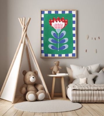 Floral Design with Bold Geometric Shapes