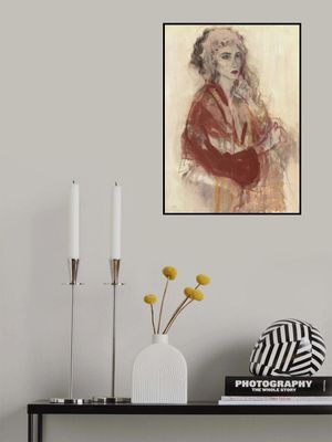 Contemplative Woman In Warm Red Tones