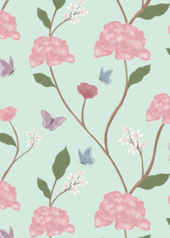 Chinoiserie Inspired Trailing Florals Art Print