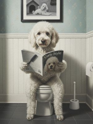 Poodle In the Bathroom