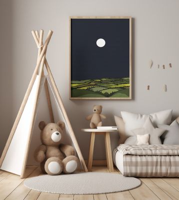 Night Landscape with a Full Moon