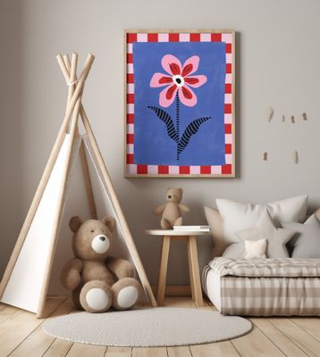 Flower with Pink Petals and Striped Leaves