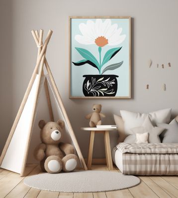 A Big Flower in a Black Vase