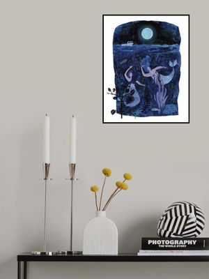 Mermaid Moon- Whimsical Coastal Folk Art