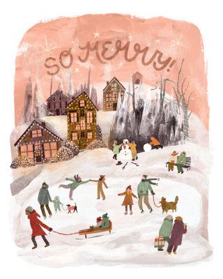 So Merry Holiday Scene, Festive Winter Art, Christmas time
