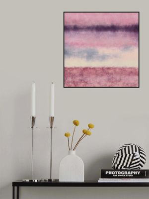 Abstract watercolor landscape in pastel colors no. 5. Pink, violet, blue, white.