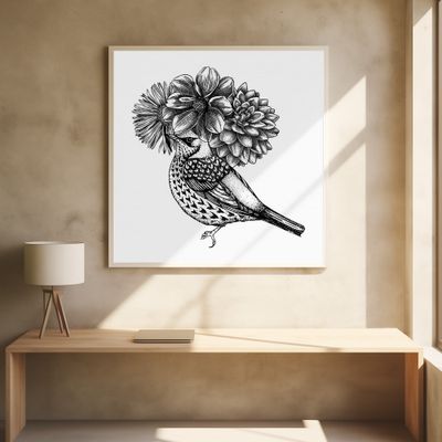 Wildlife Poster - Bird in flowers